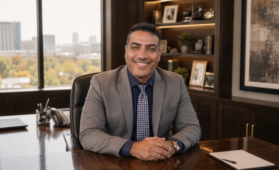 Adham Shawish at his desk